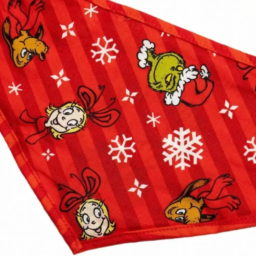 Dr Seuss The Grinch Reversible Pet Bandana Adjustable Tie Back Small/Medium New